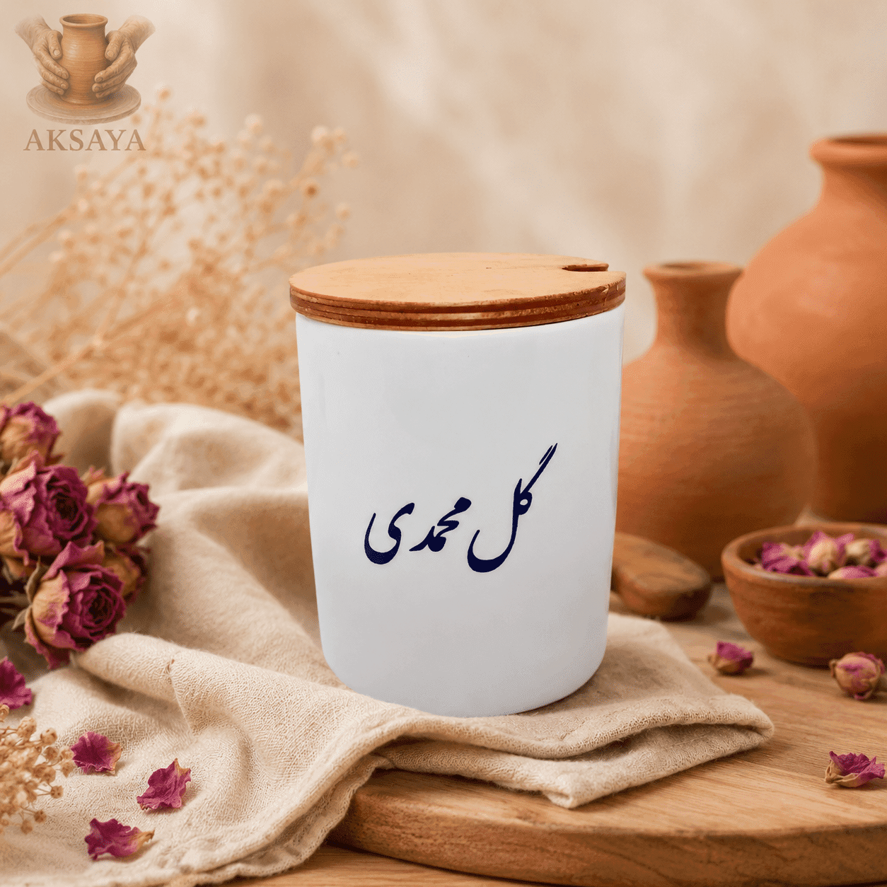 بانکه سرامیکی تکست مدل گل محمدی (فروش عمده) — تصویر ۲