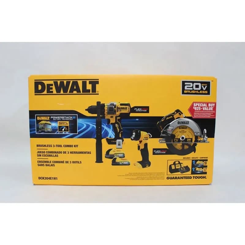 پک دریل شارژی و اره گردبر و چراغ کار 20 ولت دیوالت مدل DCK304E1H1 — تصویر ۴