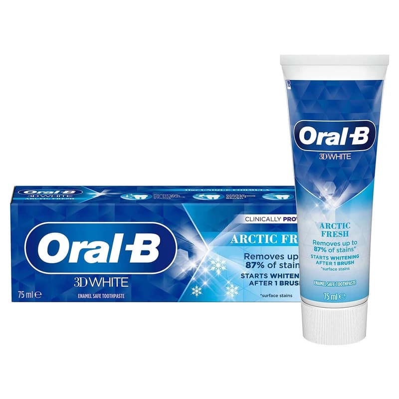 خمیردندان اورال بی 3D وایت آرکتیک فرش 75 میل | Oral-B 3D White Arctic Fresh — تصویر ۴