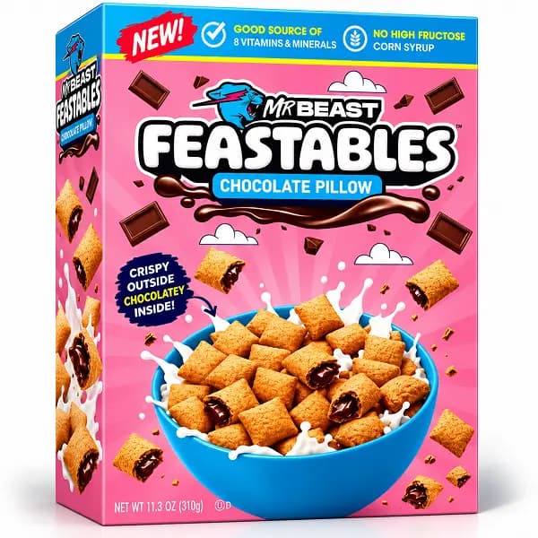 کورن فلکس ساده با مغز شکلات مستر بیست – Feastables وزن 310 گرم — تصویر ۳