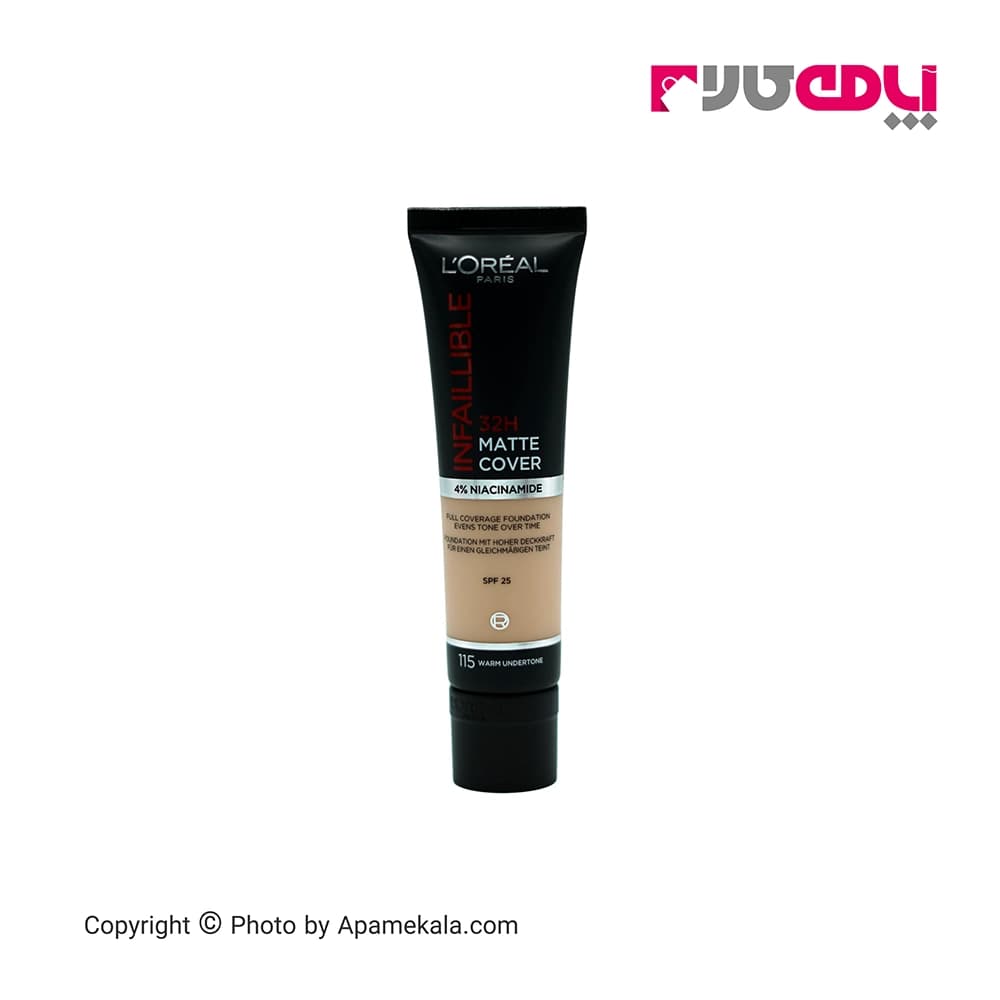 کرم پودر مات اینفیلیبل 32 ساعته لورال spf 25 رنگ 115 Warm Undertone — تصویر ۲