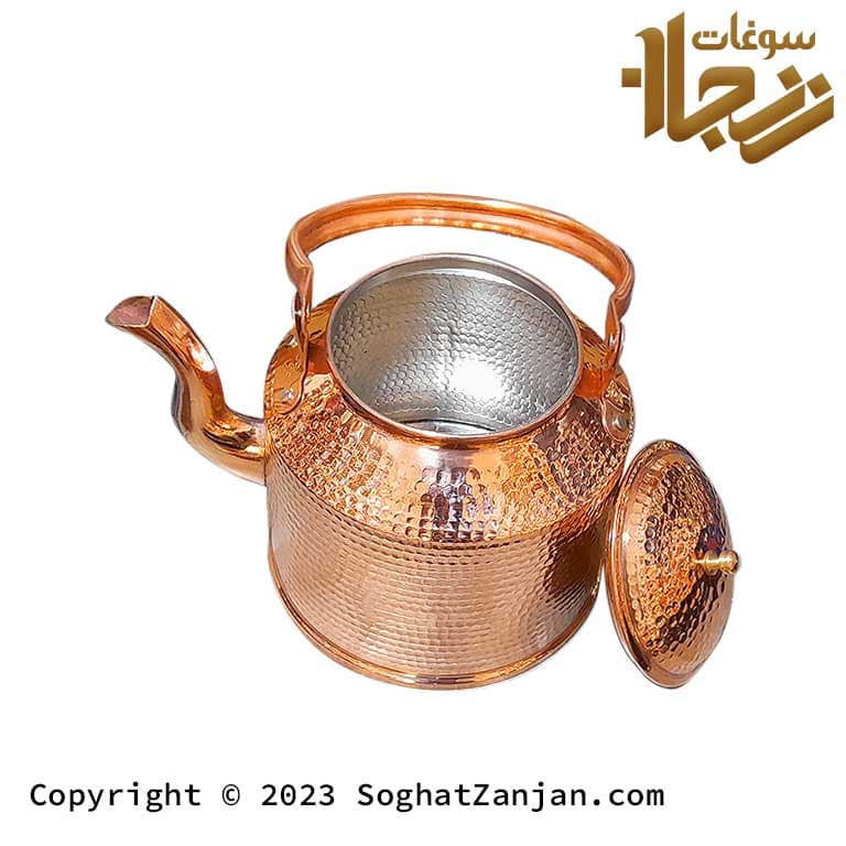 ست قوری کتری مسی زنجان طرح قدیم — تصویر ۴