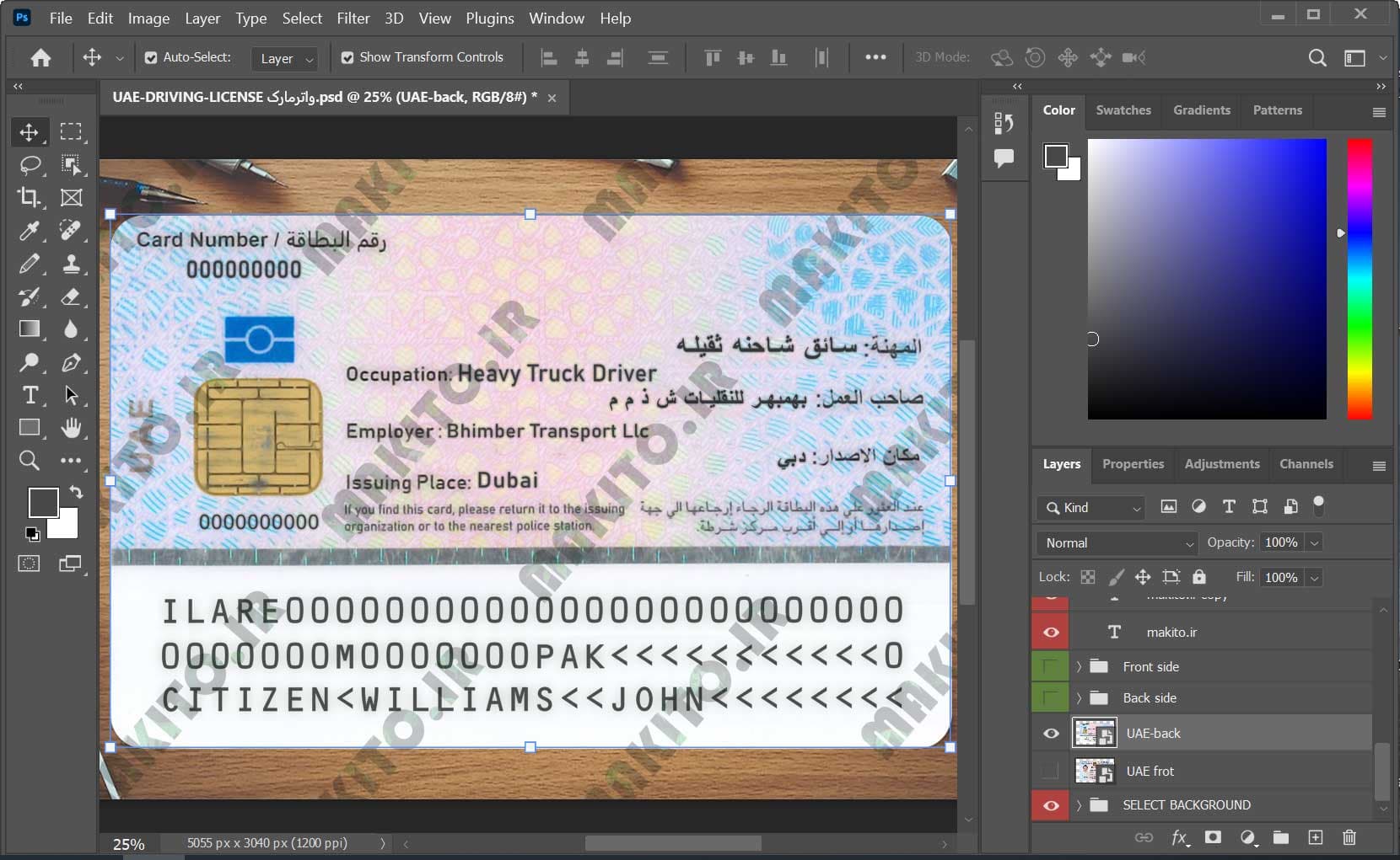 فایل لایه باز کارت اقامت امارات (نسخه 2024) — تصویر ۶
