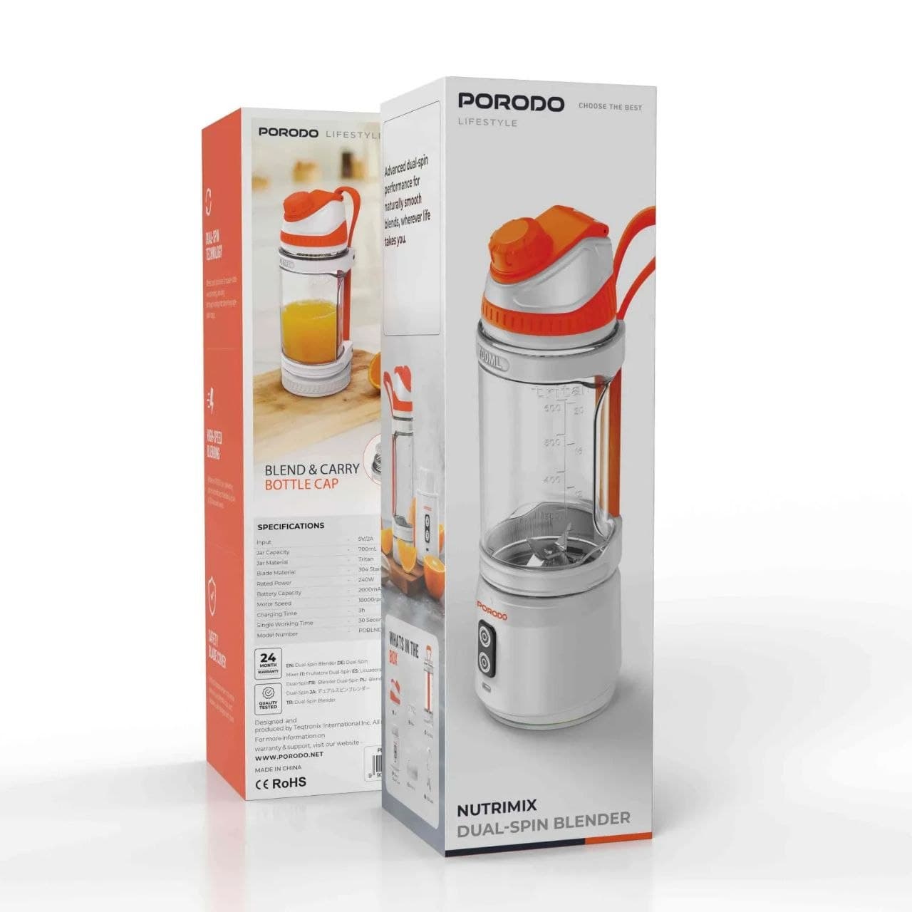 مخلوطکن مسافرتی و قابل حمل با برند Porodo Lifestyle مدل Nutrimix Dual-Spin Blender — تصویر ۸