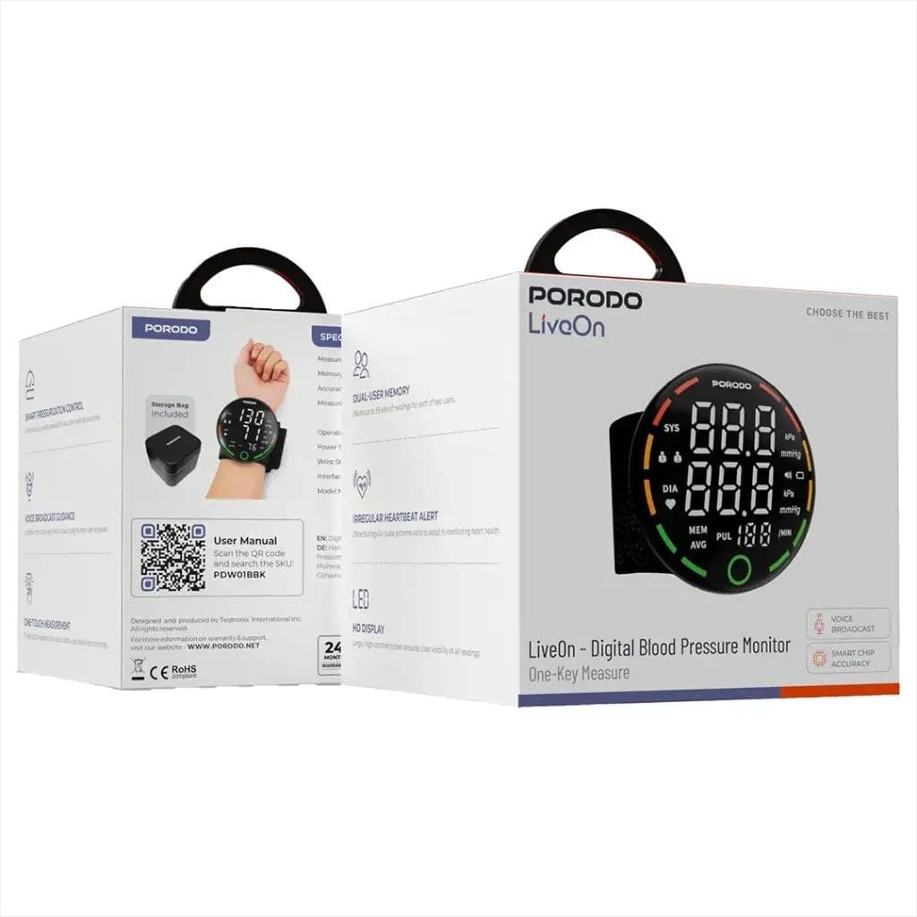 فشارسنج دیجیتالی مچی Porodo LiveOn مدل PDW01B — تصویر ۵
