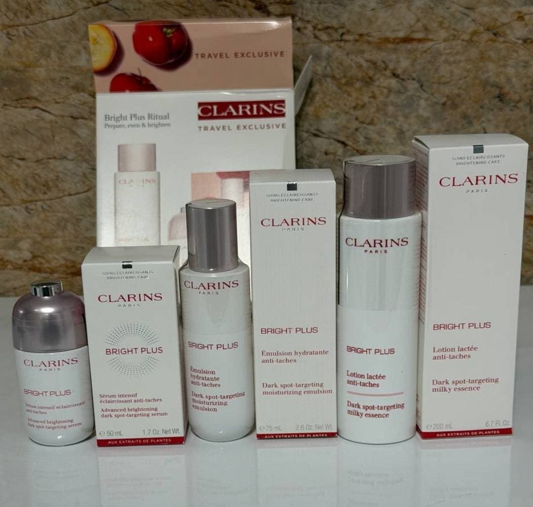 پک سه عددی لوسیون ضد لک آبرسان روشن کننده و جوان ساز برایت پلاس ریتول (پاریس) Clarins bright plus ritual set — تصویر ۲