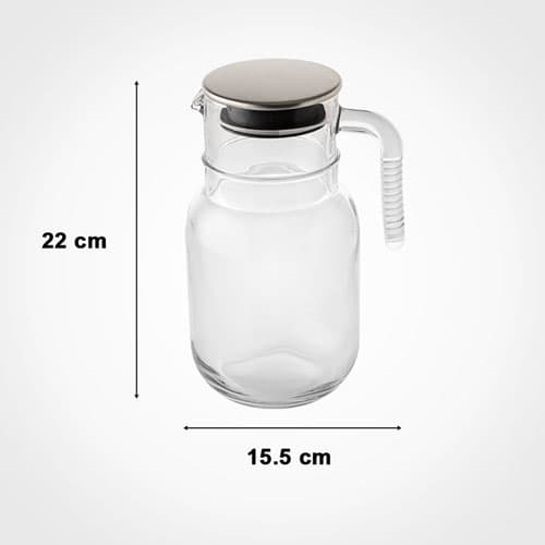 پارچ شیشه ای 1.5 لیتر درب استیل لیمون 2376 — تصویر ۵