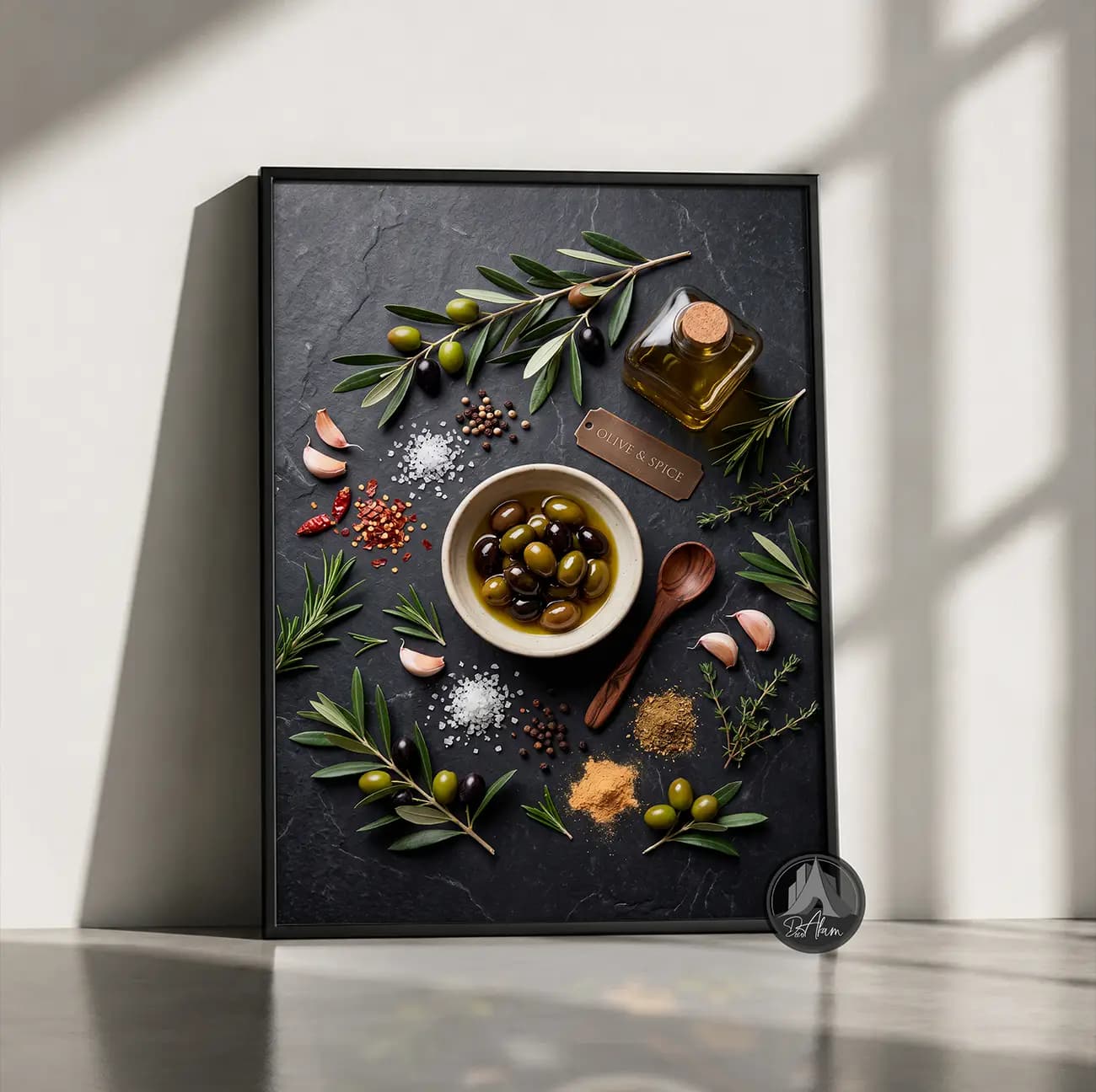 تابلو آشپزخانه طرح روغن زیتون و گیاهان CA-(1015) | دکور آشپزخانه طبیعی — تصویر ۸