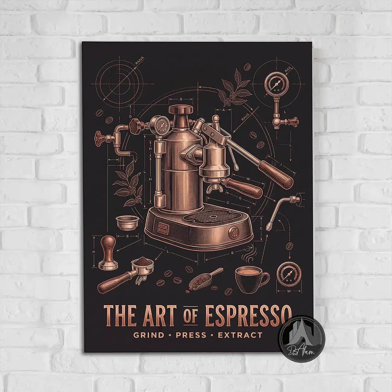 تابلو کافی شاپ طرح The Art of Espresso کد DA-(1111) | دکور باریستا — تصویر ۹