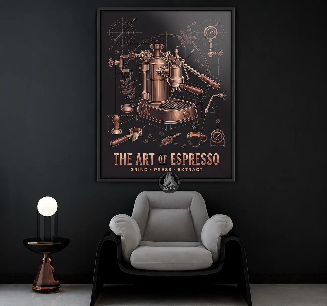 تابلو کافی شاپ طرح The Art of Espresso کد DA-(1111) | دکور باریستا — تصویر ۱۲