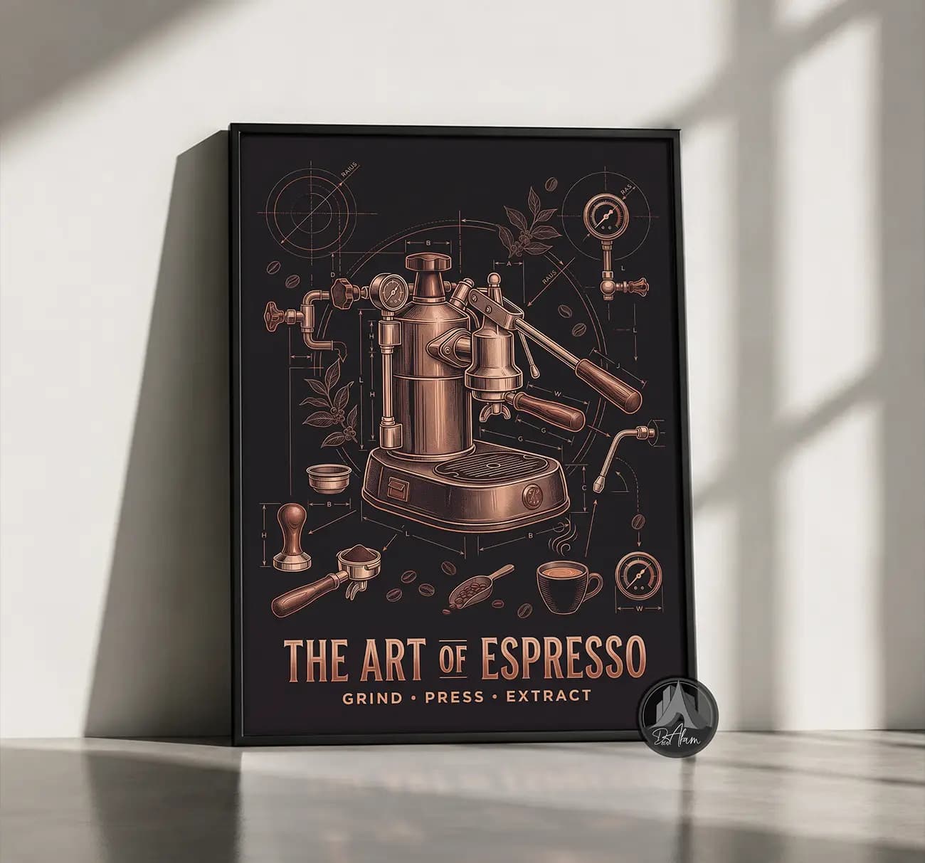 تابلو کافی شاپ طرح The Art of Espresso کد DA-(1111) | دکور باریستا — تصویر ۶