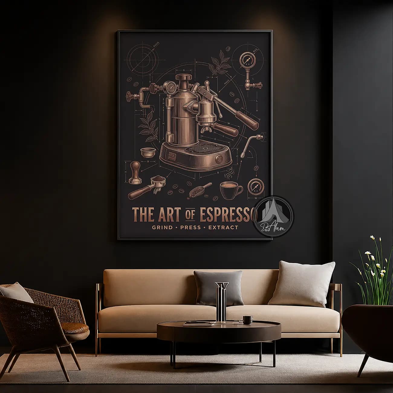 تابلو کافی شاپ طرح The Art of Espresso کد DA-(1111) | دکور باریستا — تصویر ۸