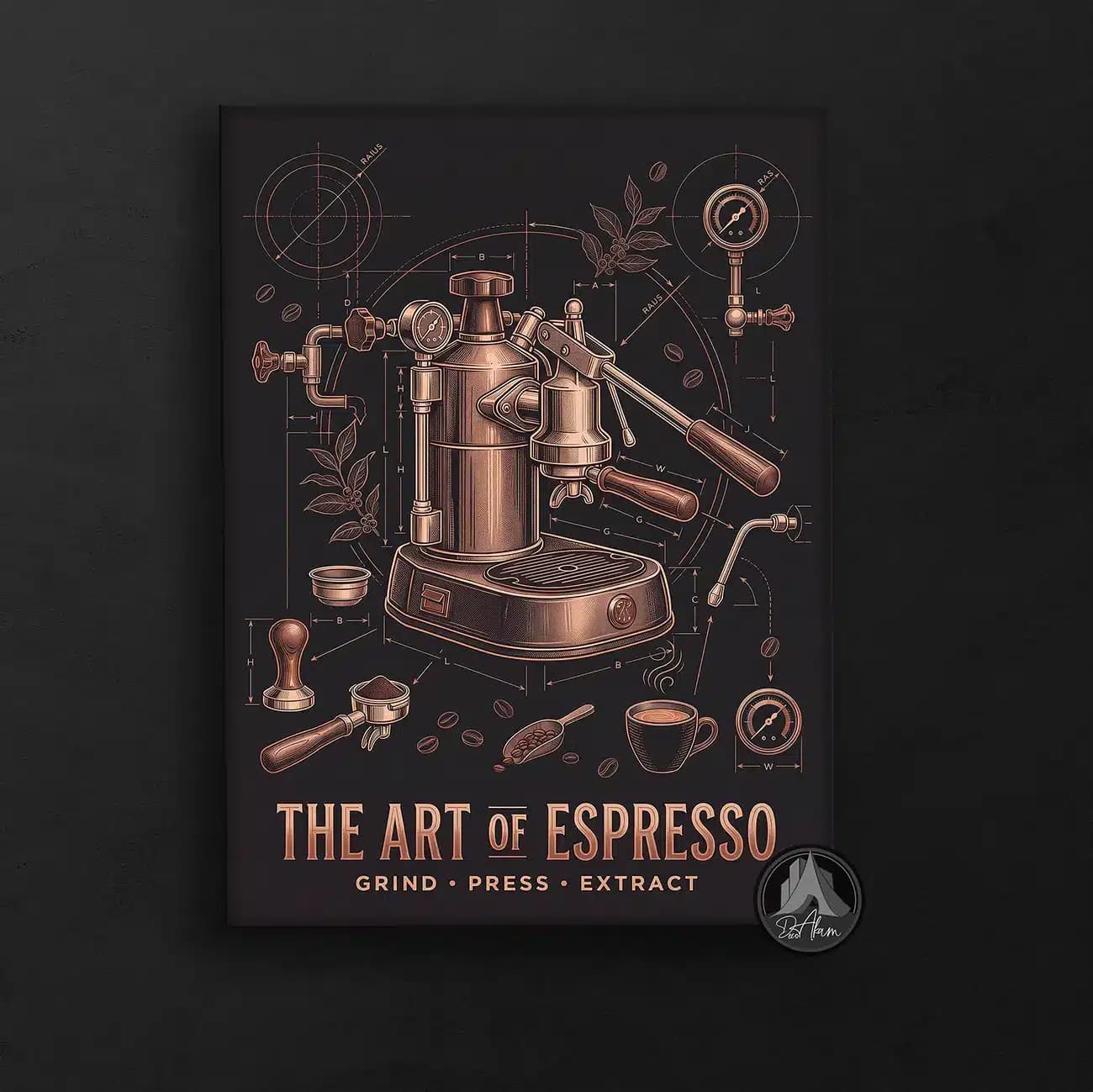 تابلو کافی شاپ طرح The Art of Espresso کد DA-(1111) | دکور باریستا — تصویر ۷