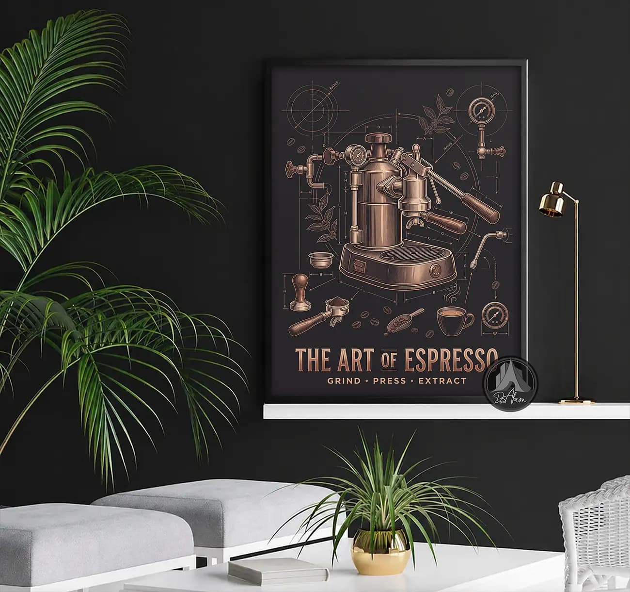 تابلو کافی شاپ طرح The Art of Espresso کد DA-(1111) | دکور باریستا — تصویر ۵