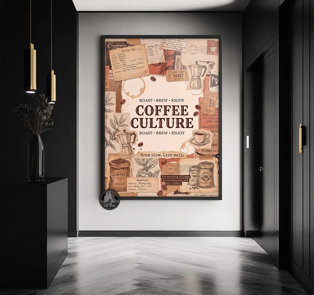 تابلو کافی شاپ طرح Coffee Culture و کلاژ وینتیج کد DA-(1110) | دکور کافه — تصویر ۴