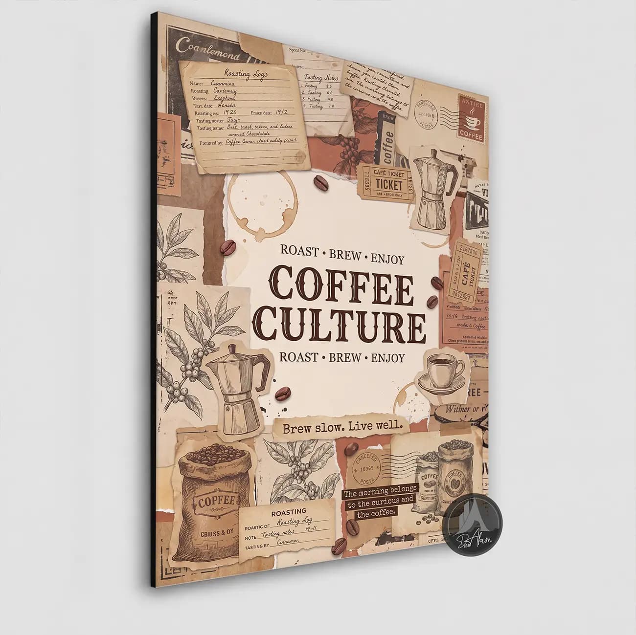 تابلو کافی شاپ طرح Coffee Culture و کلاژ وینتیج کد DA-(1110) | دکور کافه — تصویر ۸