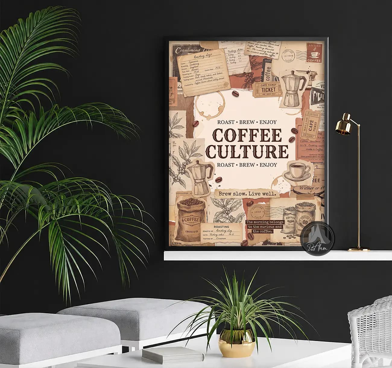 تابلو کافی شاپ طرح Coffee Culture و کلاژ وینتیج کد DA-(1110) | دکور کافه — تصویر ۵