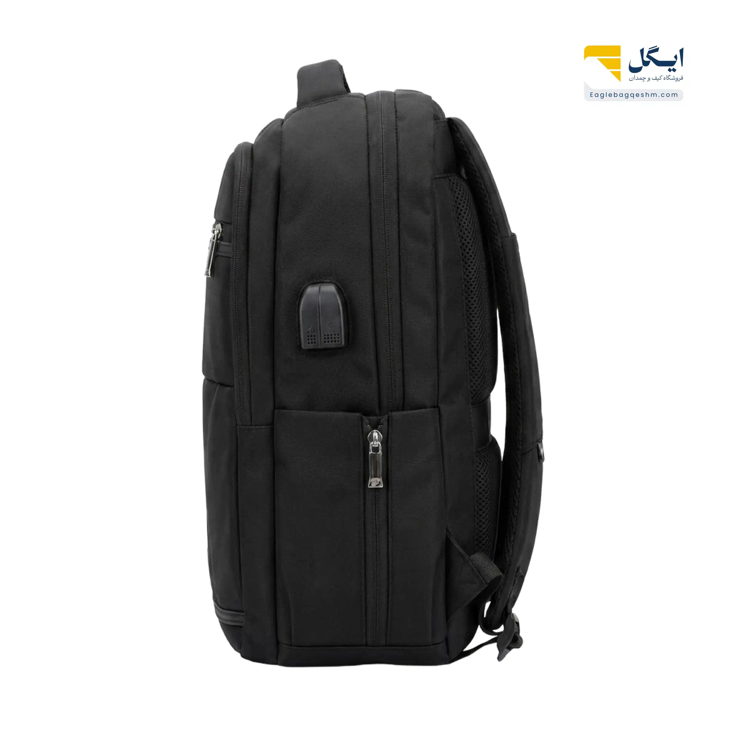 کولهپشتی پیرکاردین کد 86433 با زیپ مخفی، جای لپتاپ و پورت USB/AUX — تصویر ۶