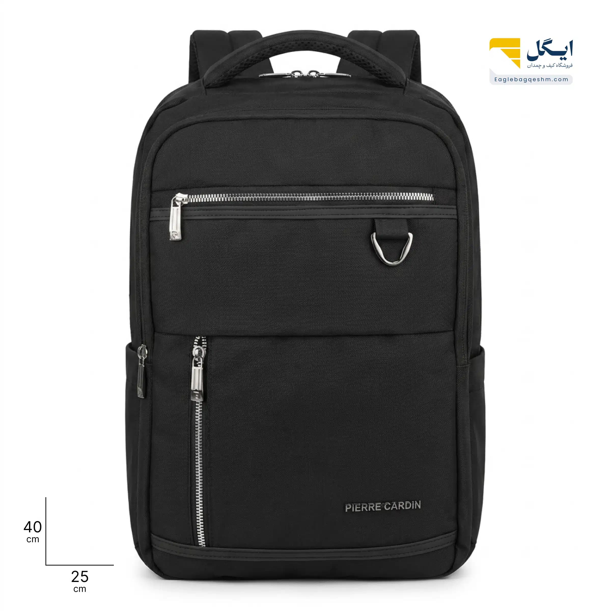کولهپشتی پیرکاردین کد 86433 با زیپ مخفی، جای لپتاپ و پورت USB/AUX — تصویر ۲