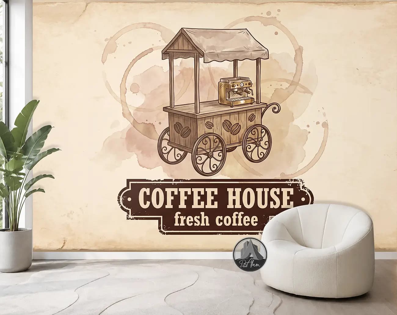 پوستر دیواری کافی شاپ طرح Coffee House و چرخ قهوه کد DA-(1113) | دکور وینتیج کافه — تصویر ۱۰