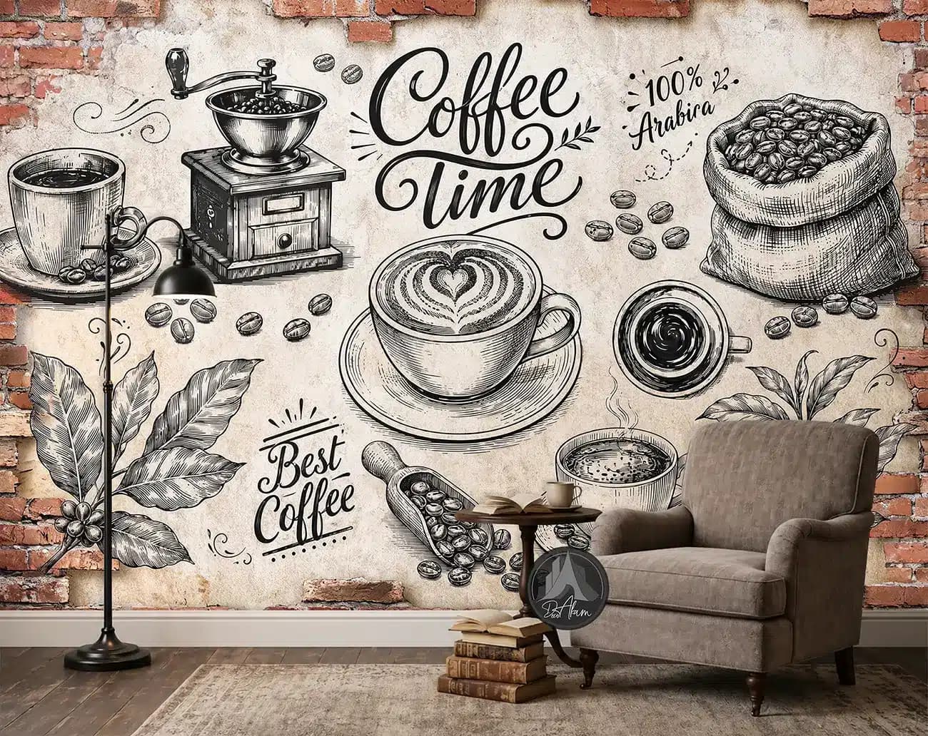 پوستر دیواری کافی شاپ طرح Coffee Time و قهوه وینتیج کد DA-(1101) | دکور کافه — تصویر ۶