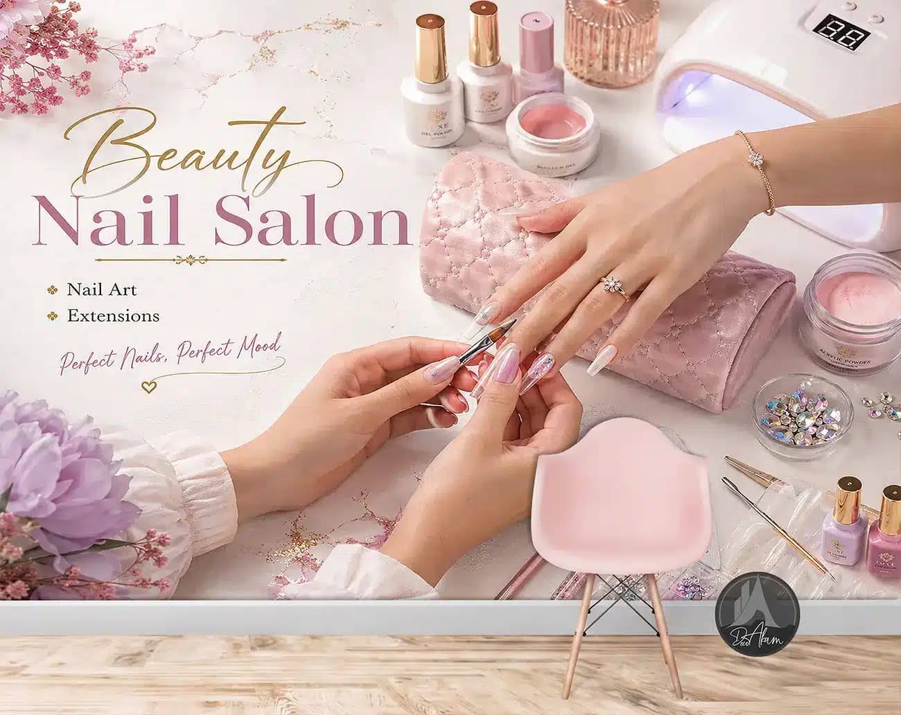پوستر دیواری کاشت ناخن طرح Beauty Nail Salon کد DA-(7028) | دکور سالن کاشت ناخن — تصویر ۴
