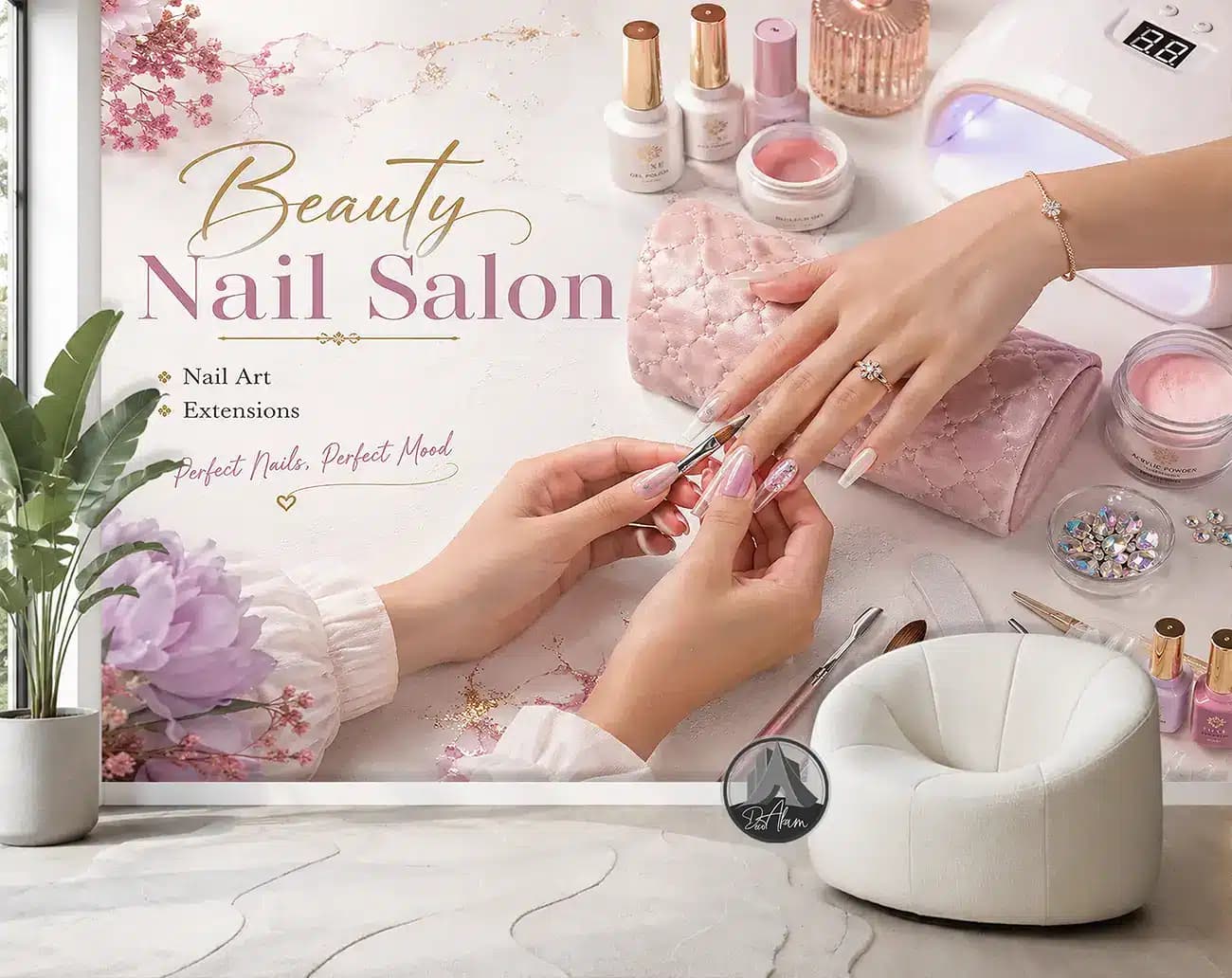 پوستر دیواری کاشت ناخن طرح Beauty Nail Salon کد DA-(7028) | دکور سالن کاشت ناخن — تصویر ۳