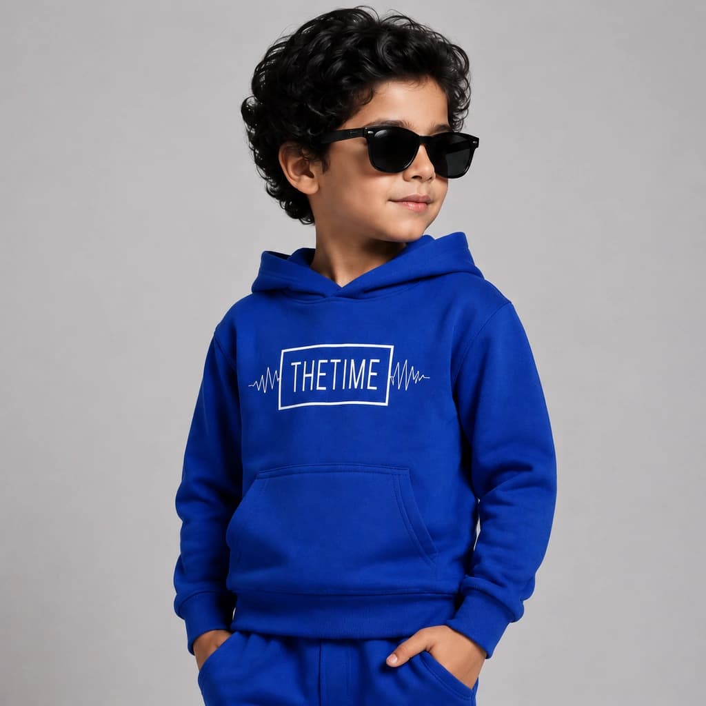 ست هودی و شلوار بچگانه داخل کرک مدل TIME آبی (سایز50) — تصویر ۱۰