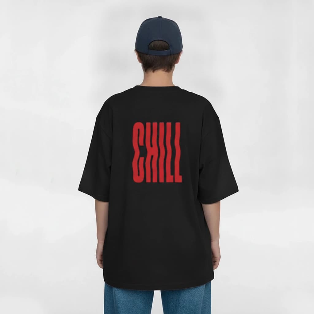 تیشرت زنانه باکسی طرح chill سایز فری (پنبه ضمانتی) در 7 رنگ — تصویر ۱۰