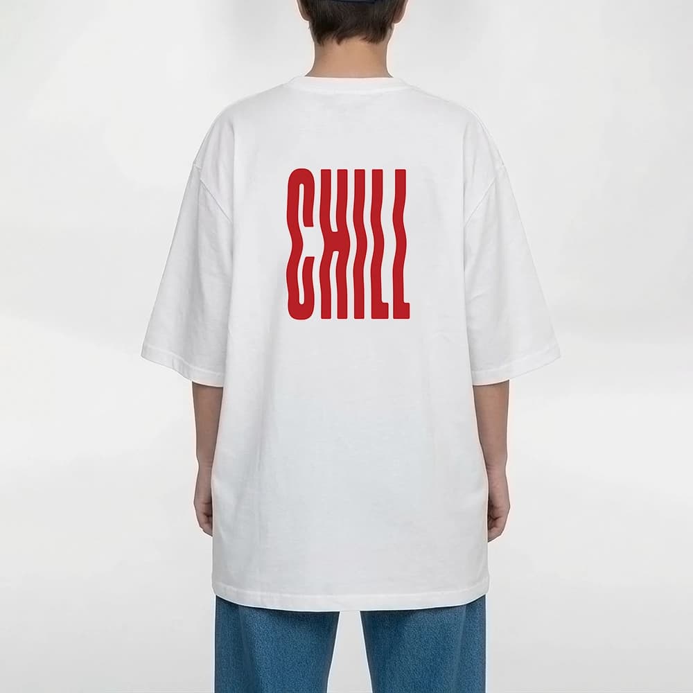 تیشرت زنانه باکسی طرح chill سایز فری (پنبه ضمانتی) در 7 رنگ — تصویر ۸