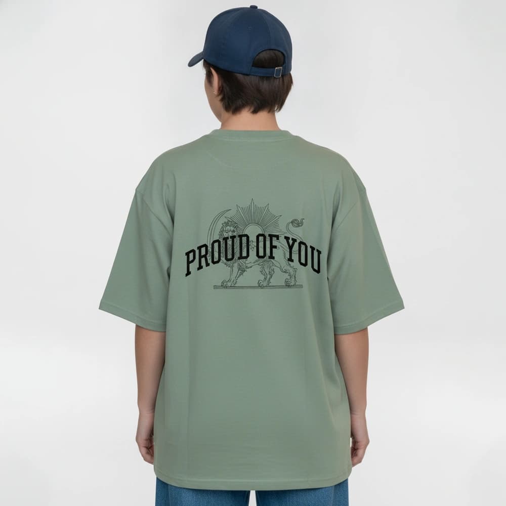 تیشرت زنانه باکسی طرح proud سایز فری (پنبه ضمانتی) در 7 رنگ — تصویر ۴