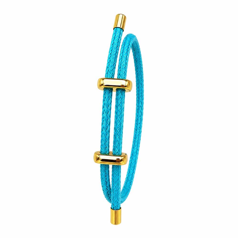 دستبند بافت استیل اسپرت فری سایز فیروزهای کد DS-WR-006