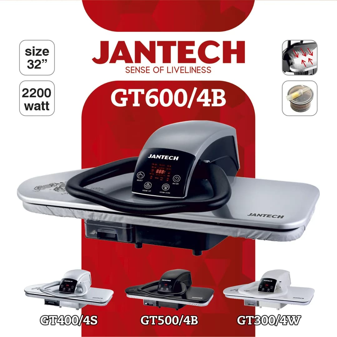 اتو پرس اتومات بخار دو طرفه ۳۲ اینچ نمایشگر دیجیتال جانتک مدل GT600 — تصویر ۲