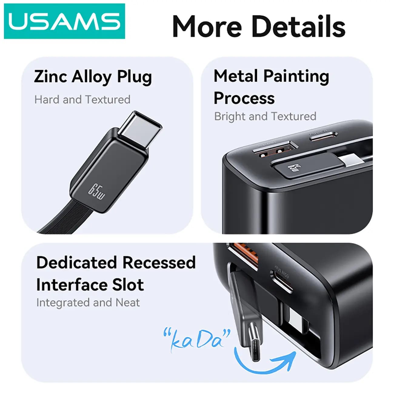شارژر دیواری 65 وات یوسمز USAMS CC299 — تصویر ۷