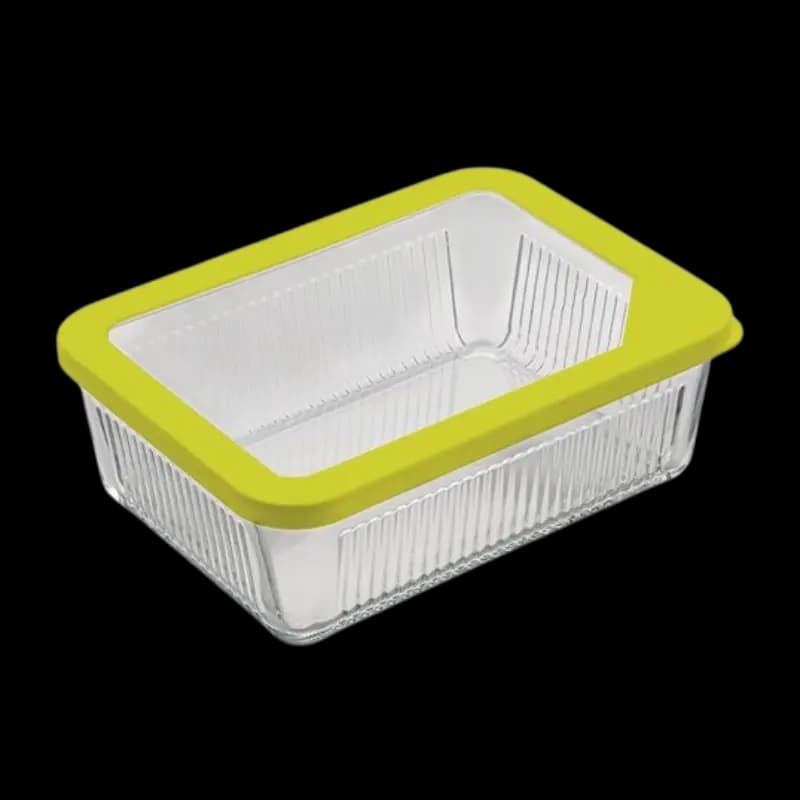 ظرف شیشه ای شیاردار دربدار 1.1 لیتر لیمون کد 2098