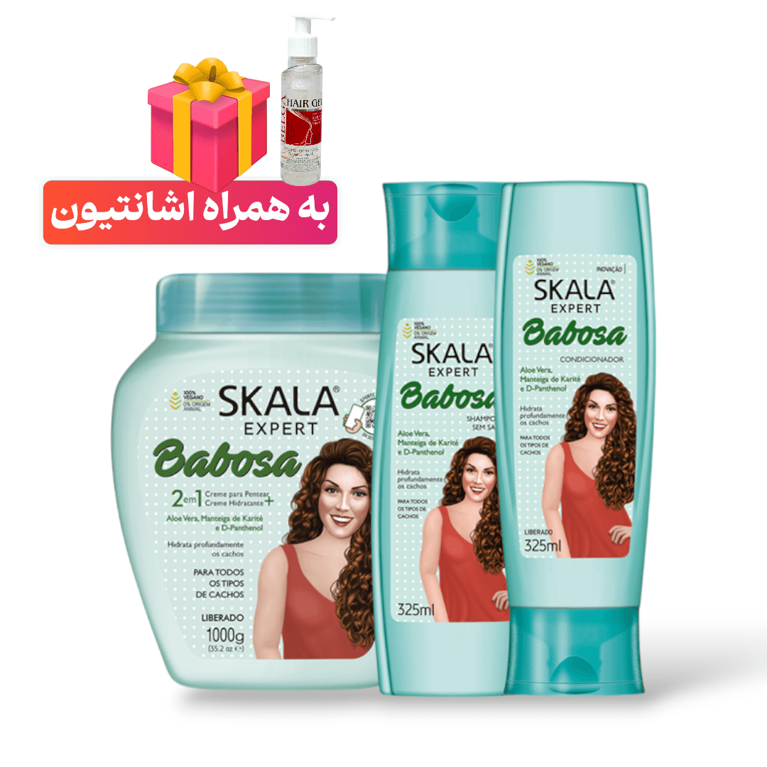 پک شامپو ، نرم کننده و کرم مو اسکالا حالت دهنده و آبرسان عمیق babosa