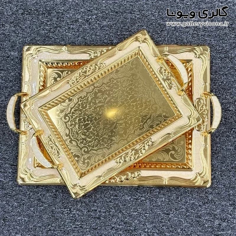 سینی استیل جفتی وارداتی طلایی کد ۴۸۱۵ — تصویر ۴