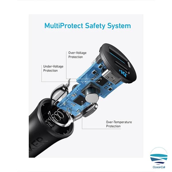 شارژر فندکی انکر ۳۰ وات مدل Anker Car Charger (30W, 2 Ports) A2741 — تصویر ۳