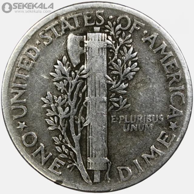 سکه 1 دایم (10 سنت) نقره آمریکا 1944 (دایم مرکوری) — تصویر ۲