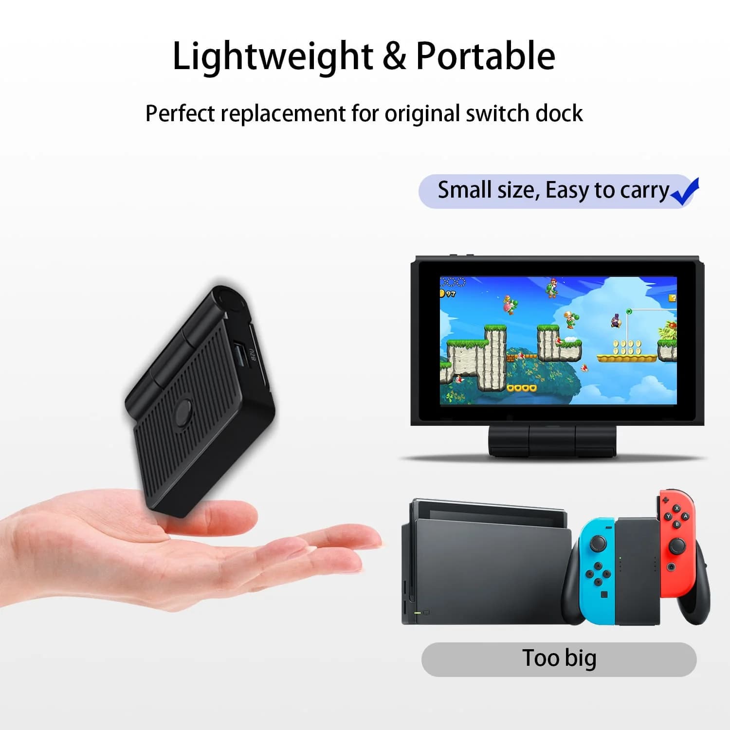 پایه شارژر پایه مینی مبدل ویدیوی HD 4K قابل حمل برای کنسول Nintendo NS Switch برند DOBE — تصویر ۷