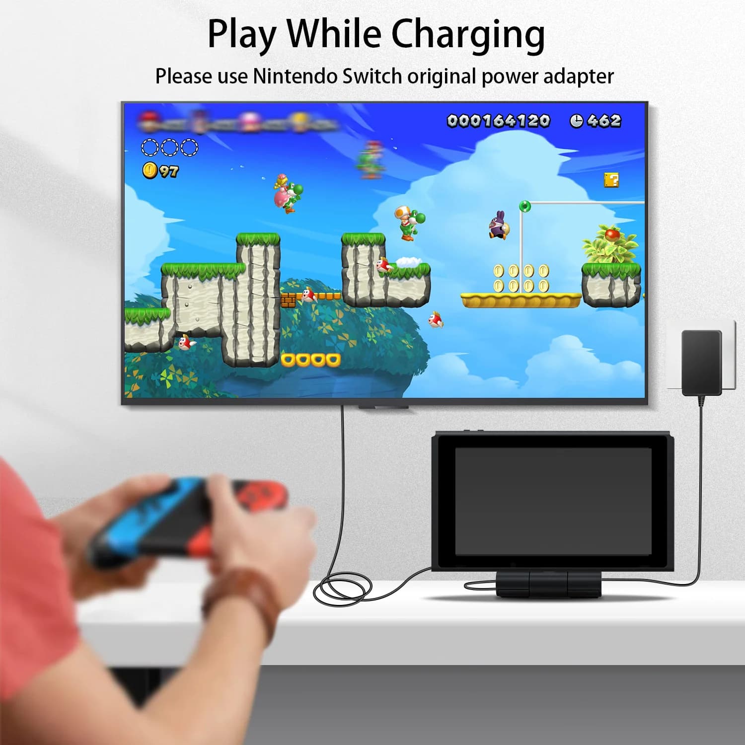 پایه شارژر پایه مینی مبدل ویدیوی HD 4K قابل حمل برای کنسول Nintendo NS Switch برند DOBE — تصویر ۶