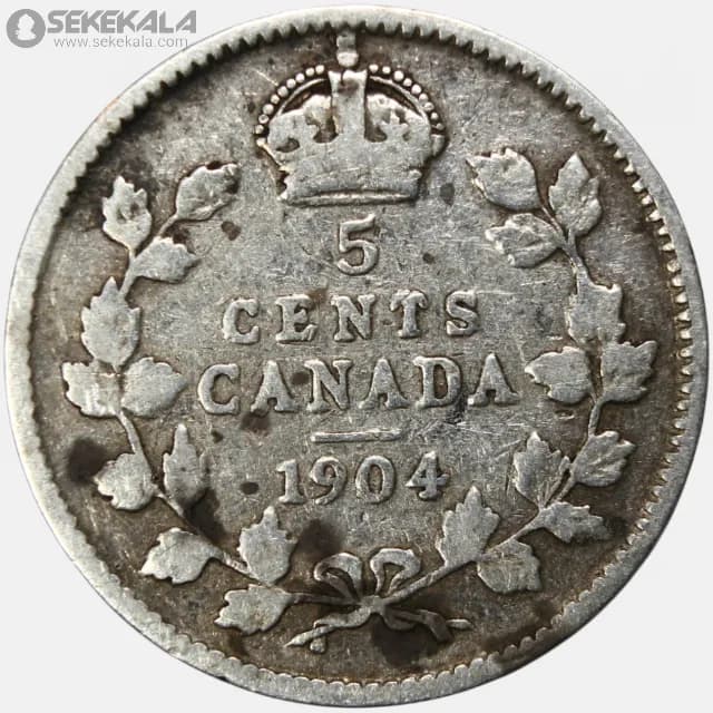 سکه 5 سنت نقره کانادا 1904 (ادوارد هفتم)( کمیاب) — تصویر ۳