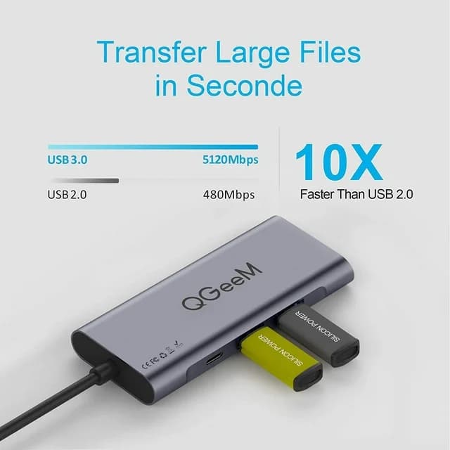 هاب 7 پورت USB-C برند QGeeM — تصویر ۱۱