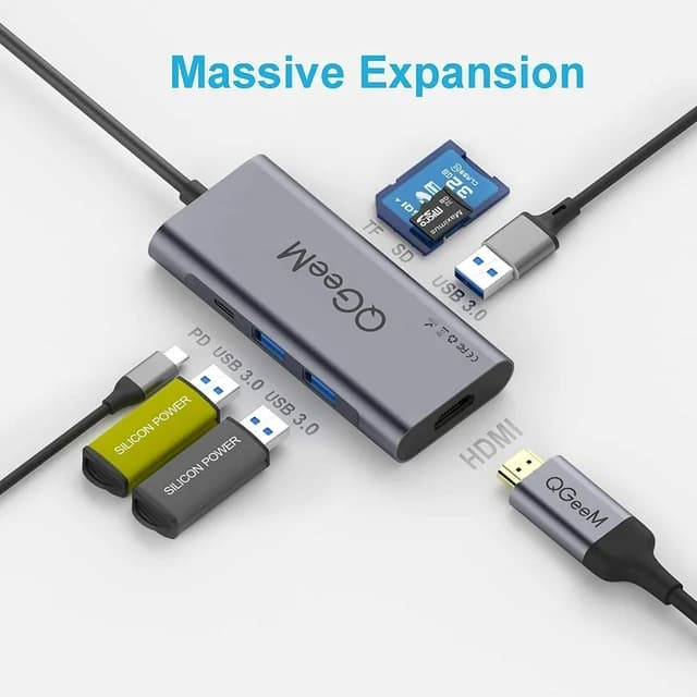 هاب 7 پورت USB-C برند QGeeM — تصویر ۱۲