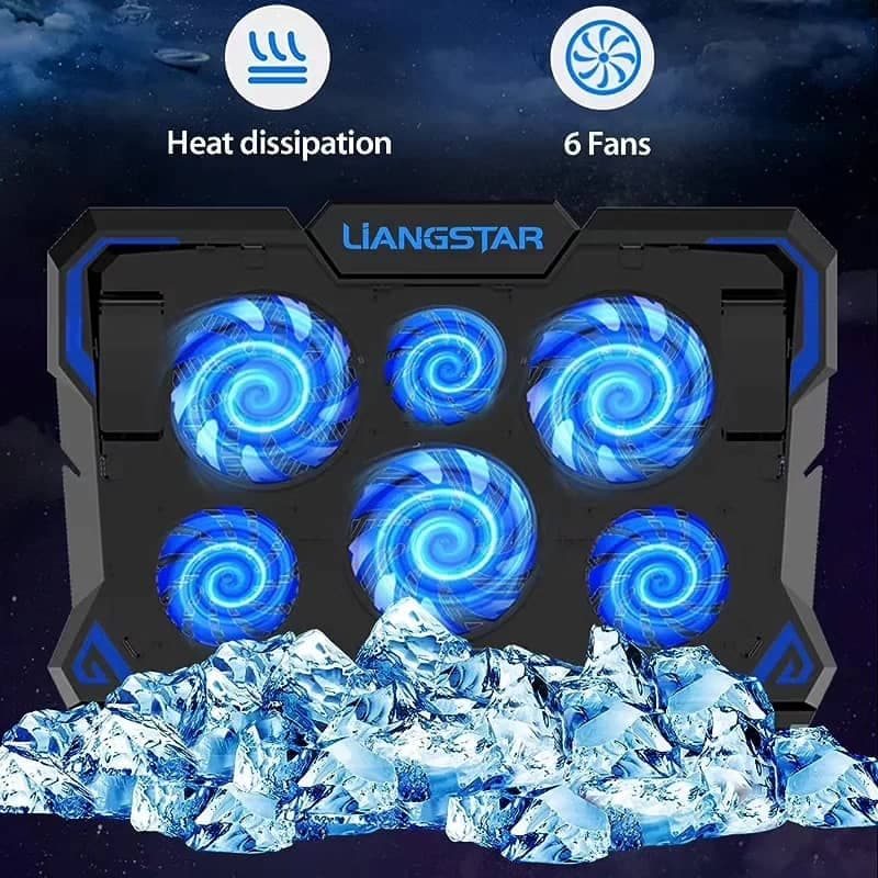 کول پد لپتاپ ارگونومیک، با 6 فن بیصدا LED برای لپتاپ 15.6-17 اینچی برند LIANGSTAR مدل TS-V9 — تصویر ۲