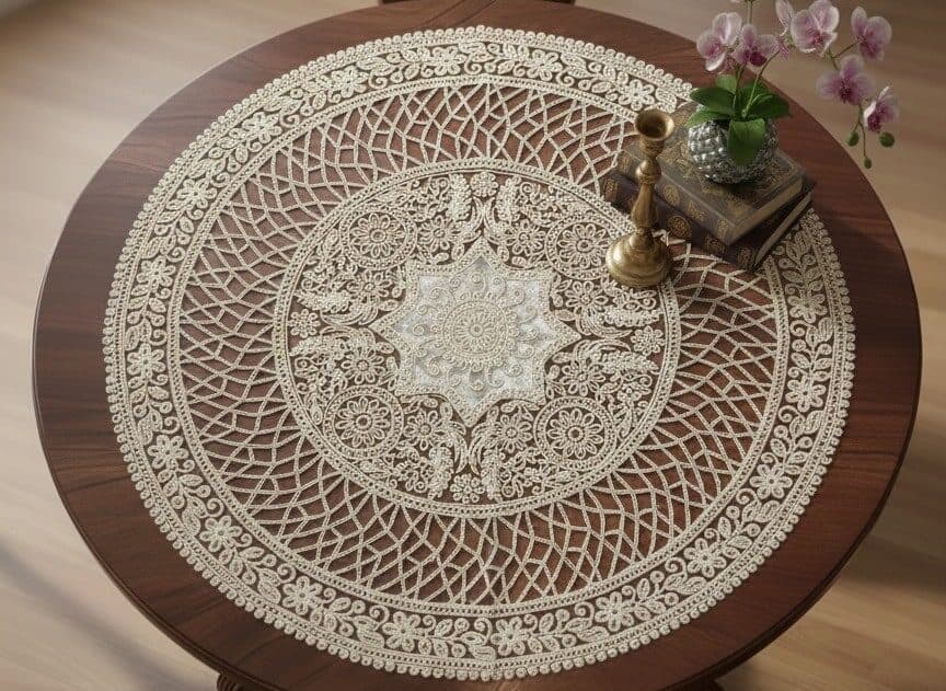 ست رومیزی ترکیه 3 تکه طرح گرد کد 20123 — تصویر ۷