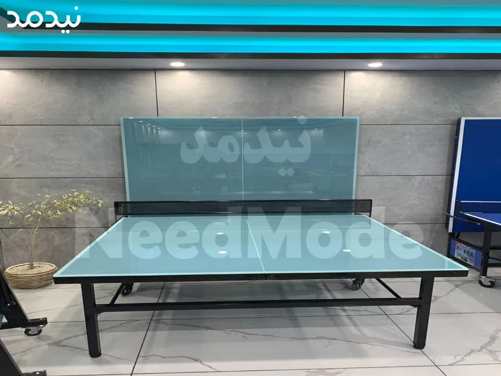 میز پینگ پنگ شیشه ای 8 میل پایه ثابت فضای باز نیدمد | بهترین قیمت میز تنیس فضای باز و پارکی