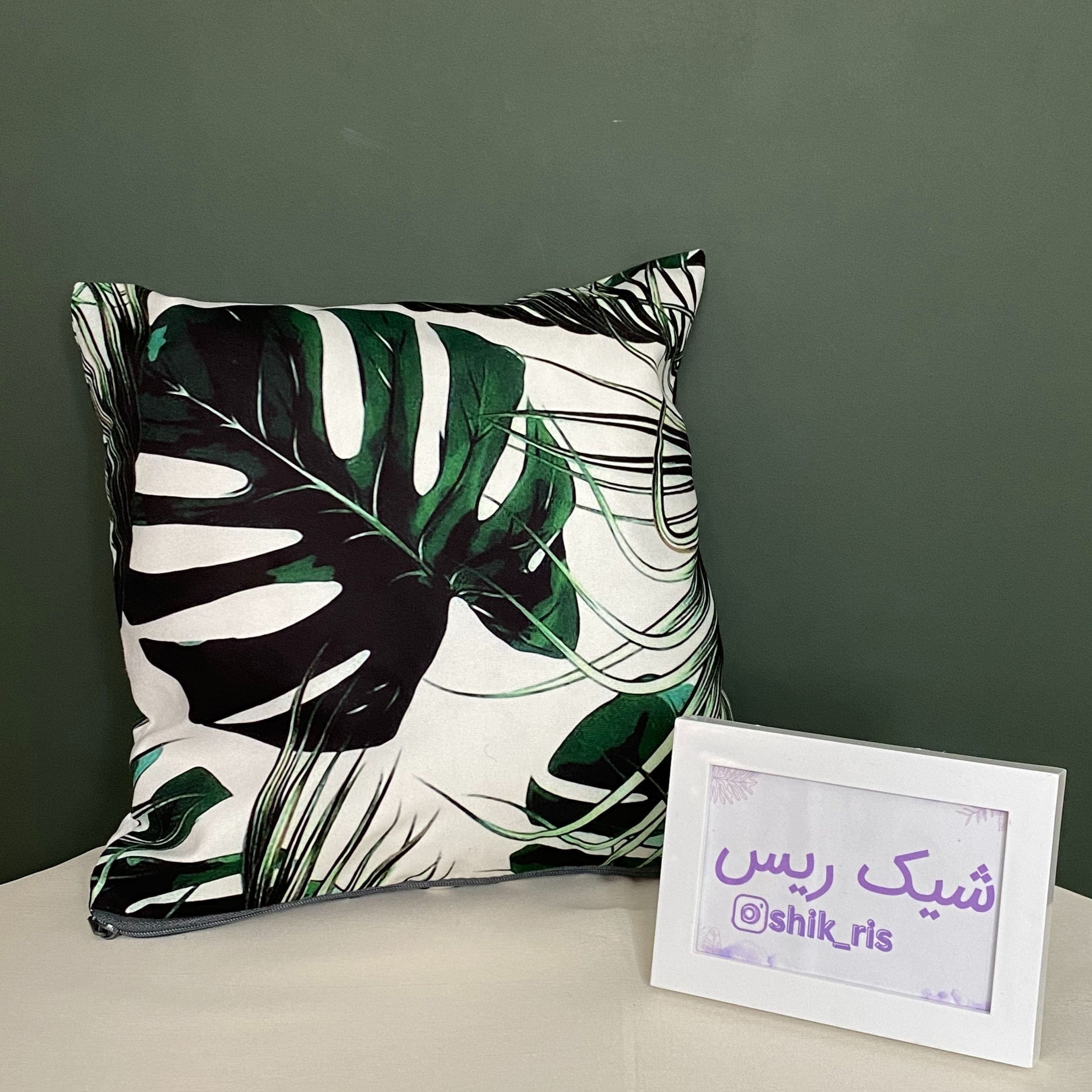 کاور کوسن مخمل پورشه طرح برگ انجیری (مجموعه 2 عددی) کد 16459 — تصویر ۱۱