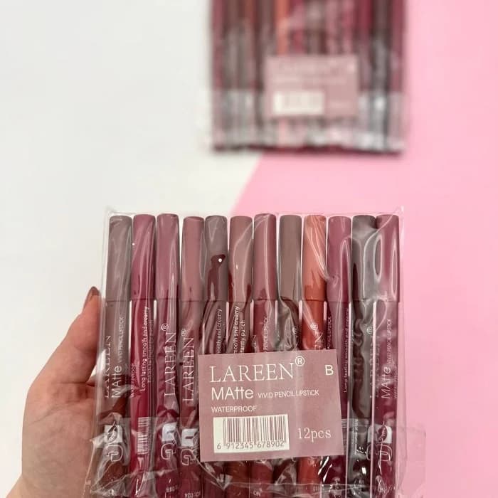 رژلب مدادی پک 12 عددی اورجینال Lareen سری B — تصویر ۱۰