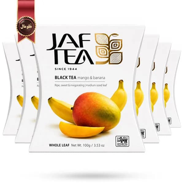 6 بسته چای سیاه میوه ای جف تی JAF TEA مدل انبه و موز Mango & Banana وزن 100 گرم (اورجینال) — تصویر ۳